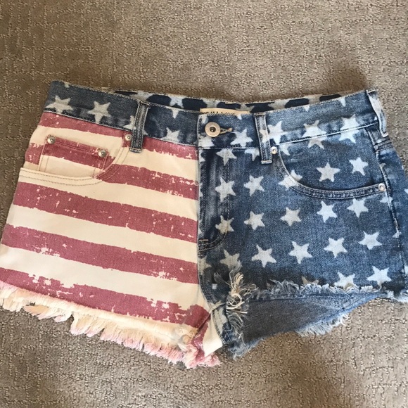 PacSun American Flag Denim Shorts - Picture 1 of 4